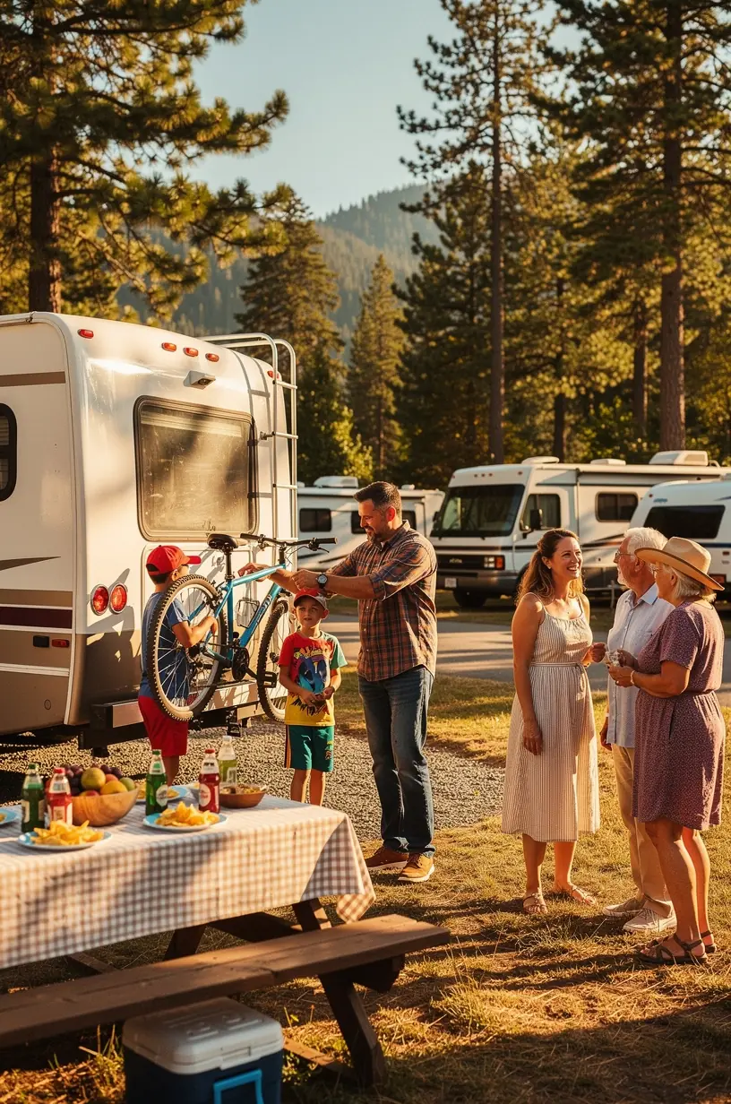 Карта маршрутов с отмеченными остановками и сервисными станциями для путешественников на автодомах.